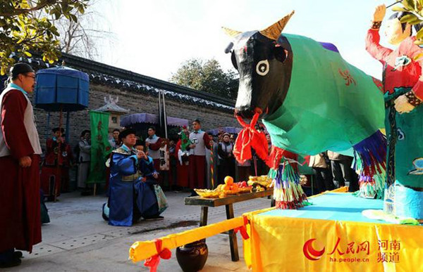 Nanyang welcomes spring with age-old ox ritual